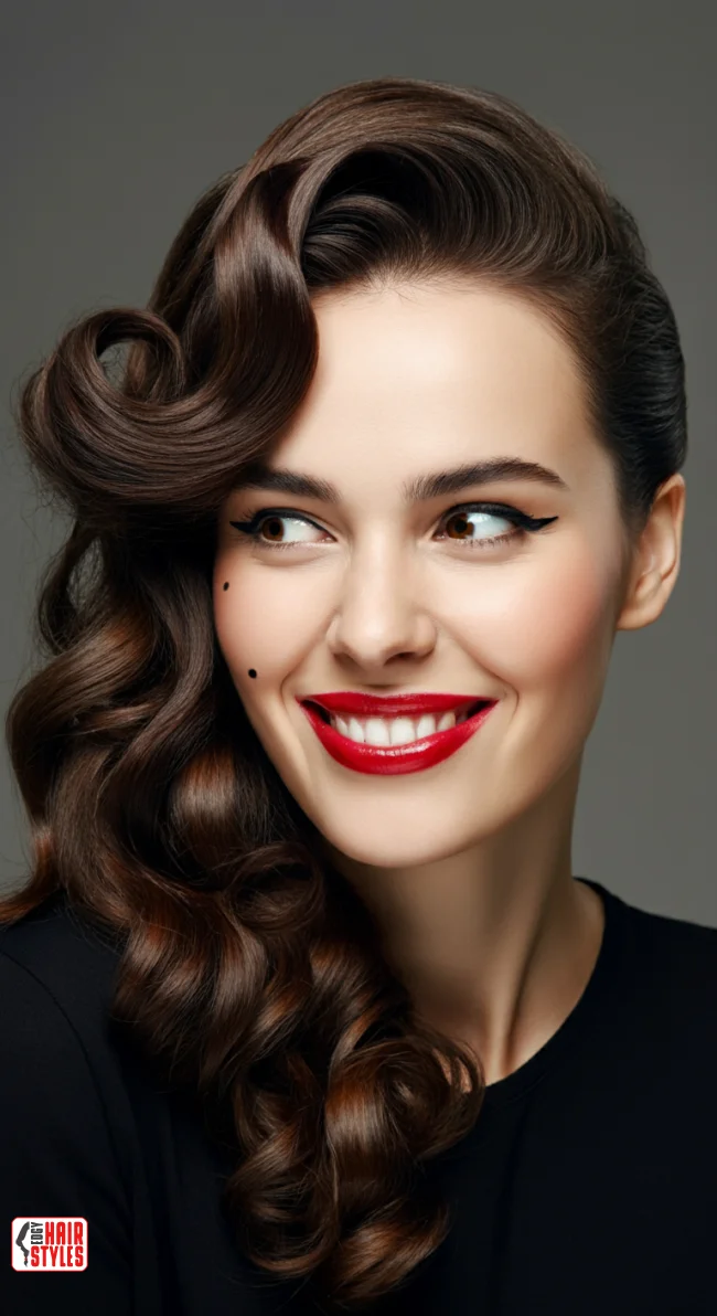 7. Dark Mocha Side-Swept Curls | Brunette Beauty: Unveiling The Trendiest Brown Hairstyles Of The Season