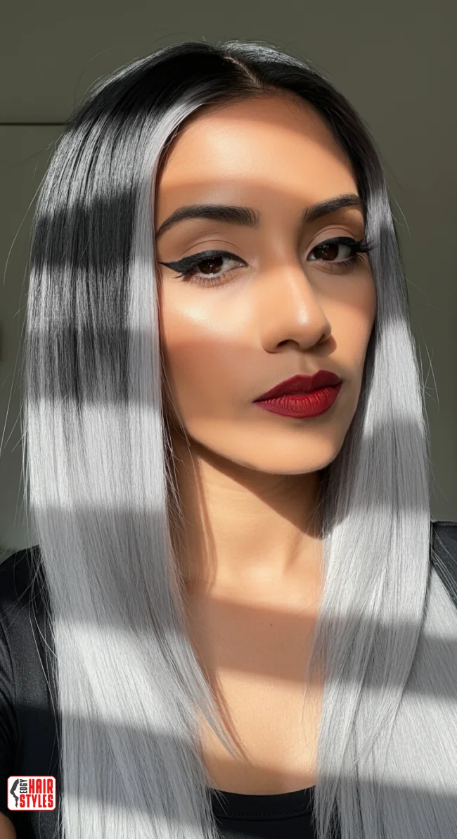 8. Silver Ombre with Black Roots | Transform Your Look With Stunning Ombre Hairstyles