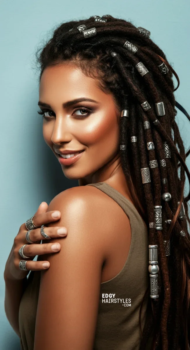 8. Long Dreadlocks with Beads and Rings | Edgy Alternative Hairstyles To Unleash Your Bold Side