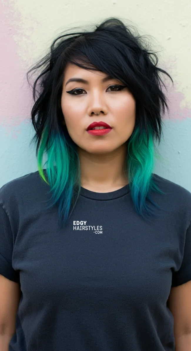4. Wolf Cut with Vibrant Tips | Edgy Alternative Hairstyles To Unleash Your Bold Side