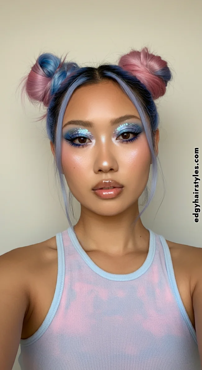 6. Half-Up Space Buns | Spiky Bun: 90S-2000S Retro Chic, The Trendy Buzz In Hairstyles!