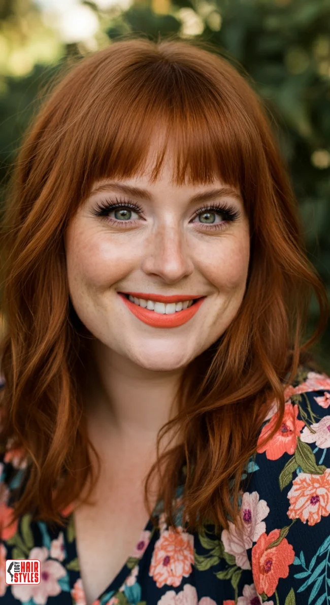 9. Ginger Curtain Bangs | Winter’s Hottest Hair Color: Top Red Shades To Embrace This Winter