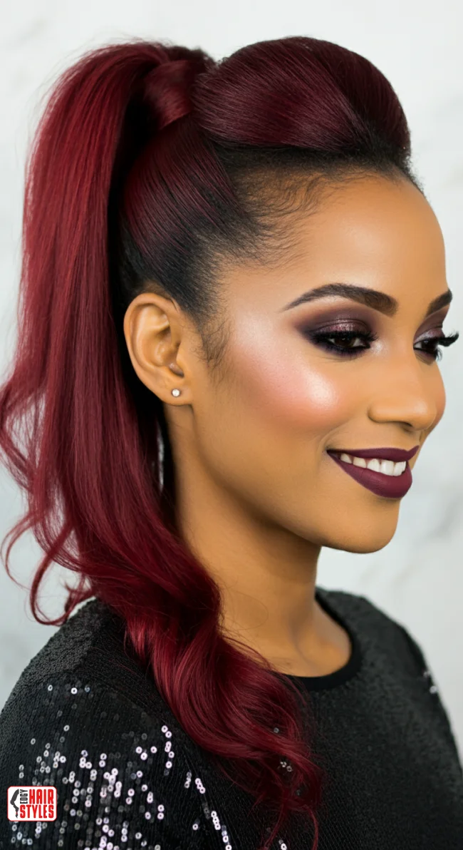 10. Cherry Red High Ponytail | Winter’s Hottest Hair Color: Top Red Shades To Embrace This Winter