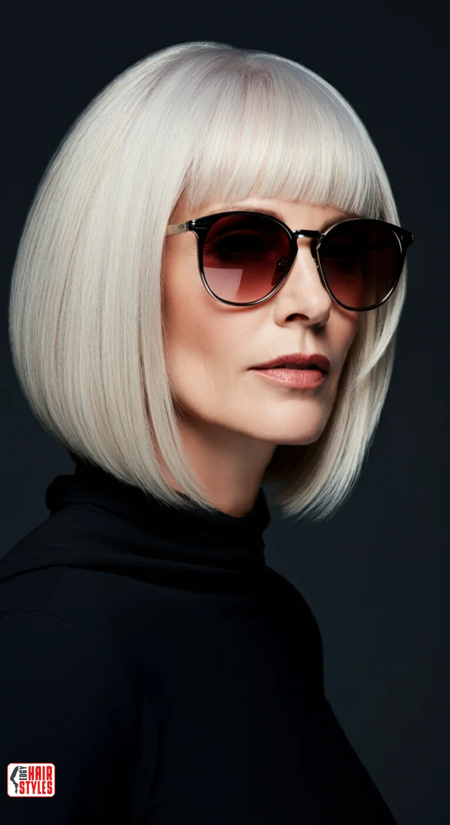 6. Micro Bangs with a Straight Lob | 10 Chic Hairstyles With Bangs For Over 50