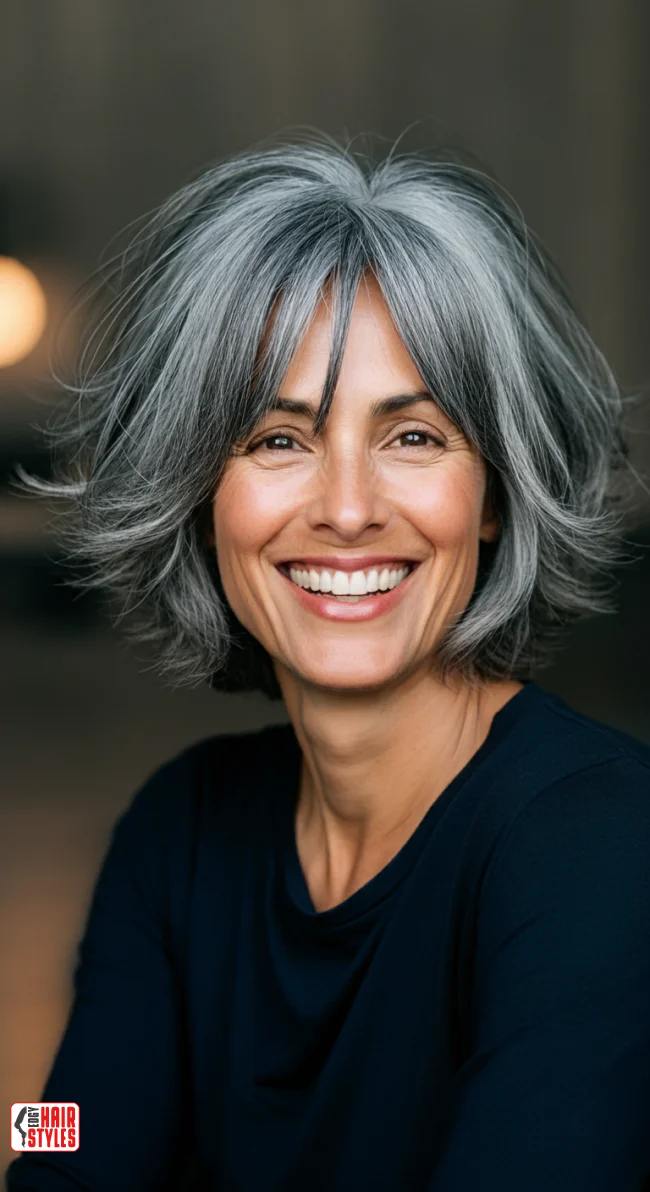9. Choppy Bangs with a Tousled Lob | 10 Chic Hairstyles With Bangs For Over 50