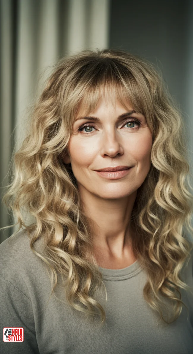 7. Curtain Bangs with Wavy Layers | 10 Chic Hairstyles With Bangs For Over 50