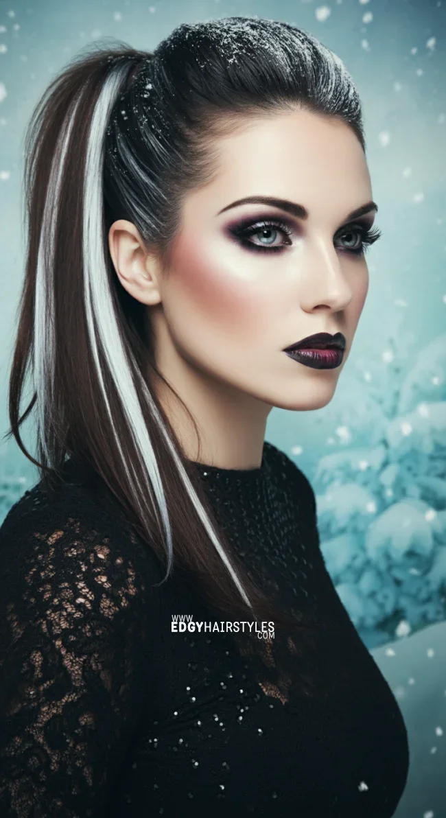 6. Icy Platinum Streaks | 10 Ways To Rock Winter Highlights For Brown Hair