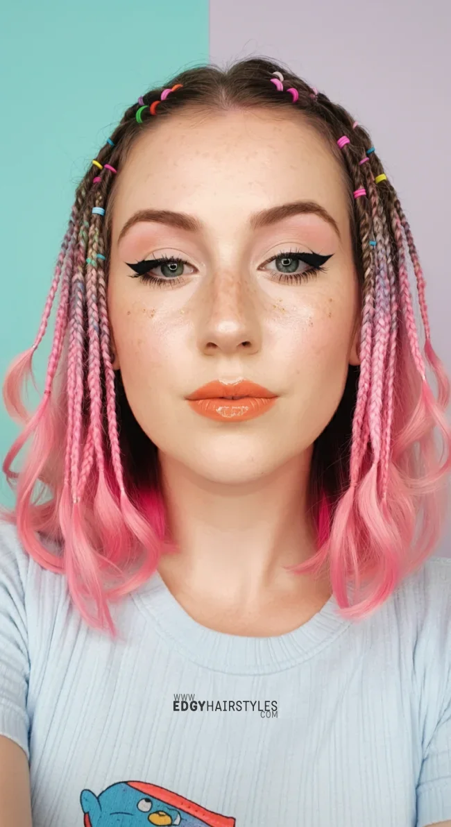 8. Colorful Rubber Band Rows | 10 Quick And Cute Rubber Band Hairstyles For Every Occasion