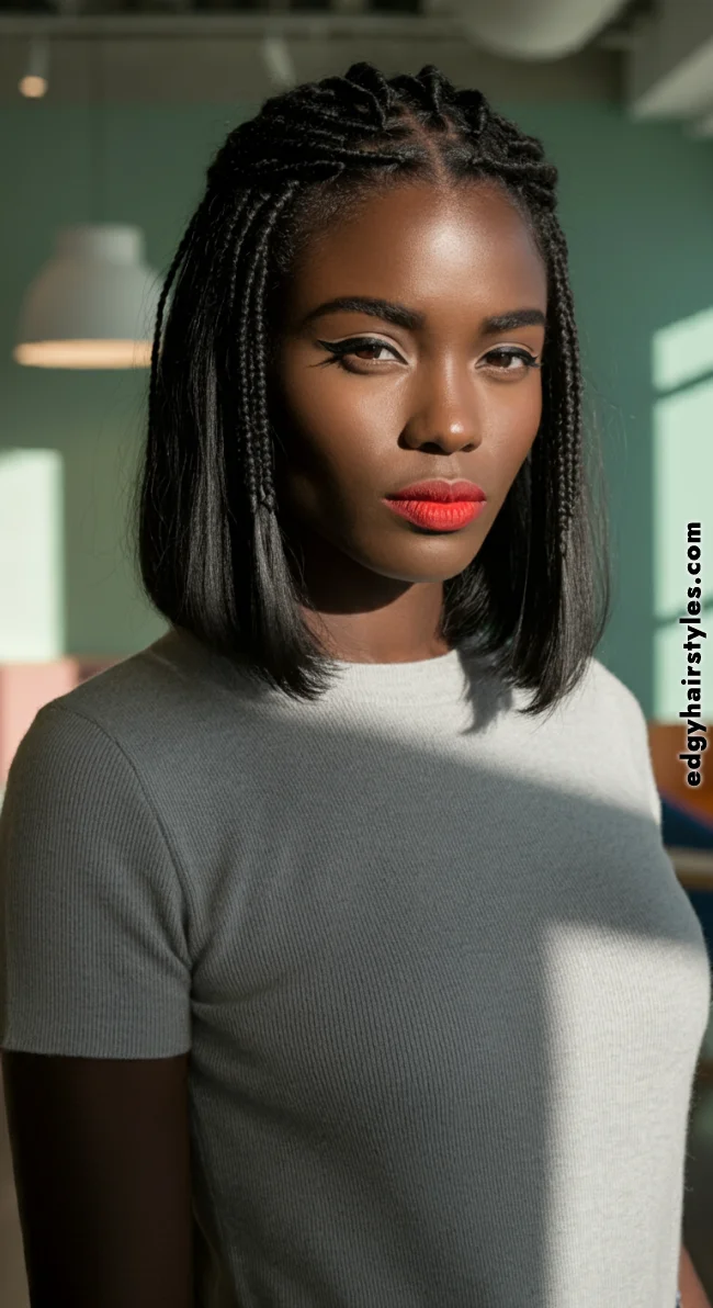 5. Sleek Baby Braids with a Middle Part | Baby Braids Will Be Everywhere In 2025