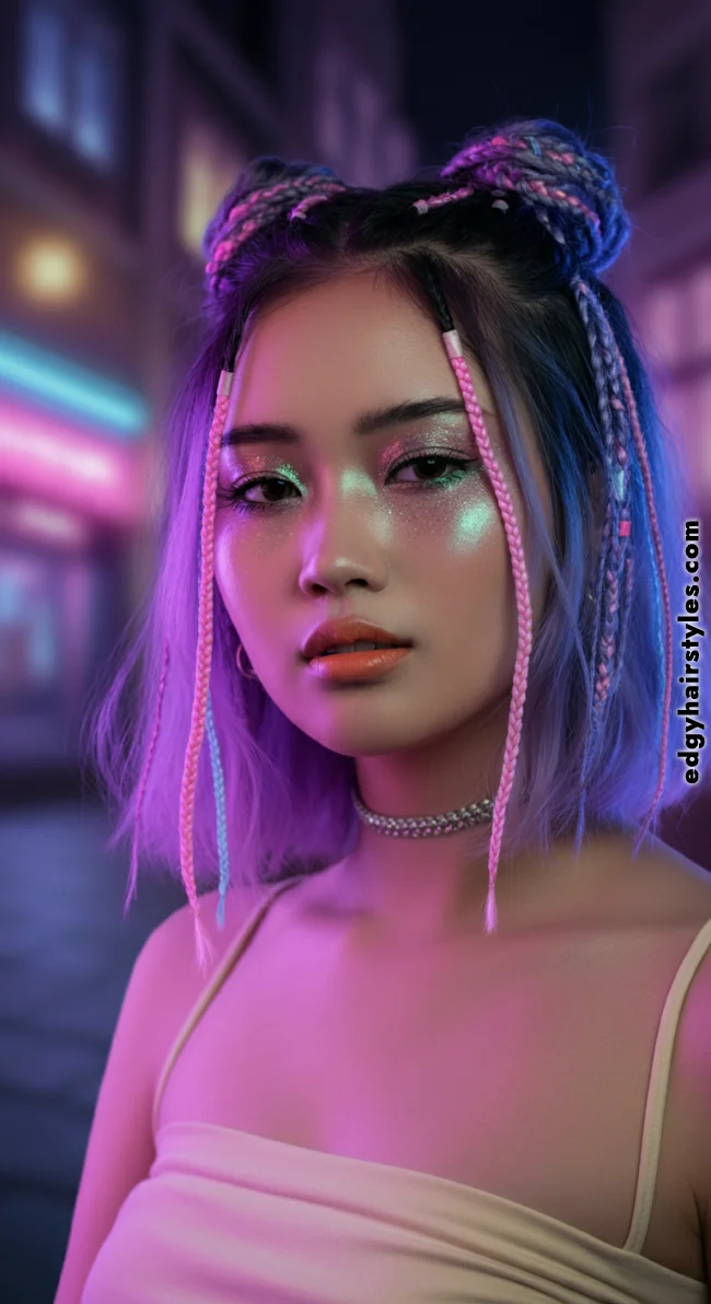 6. Baby Braids with Colored Extensions | Baby Braids Will Be Everywhere In 2025