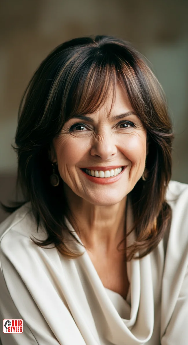 8. Curtain Bangs with Layered Hair | Trendy And Age-Defying Hairstyles For Older Women