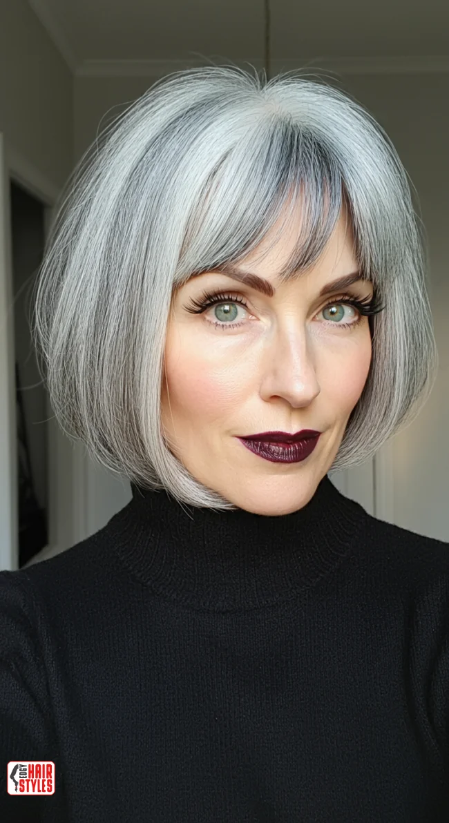 6. Blunt Cut with Middle Part | Modern Hairstyles For Older Women