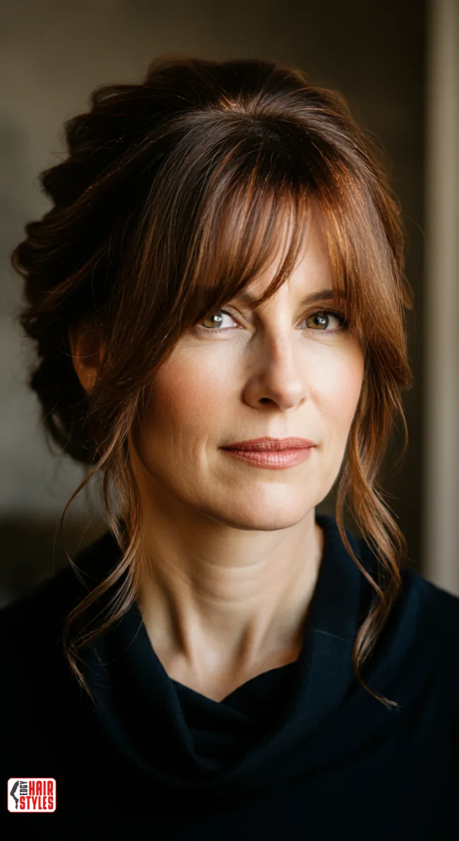 10. Soft Updo with Face-Framing Strands | Modern Hairstyles For Older Women