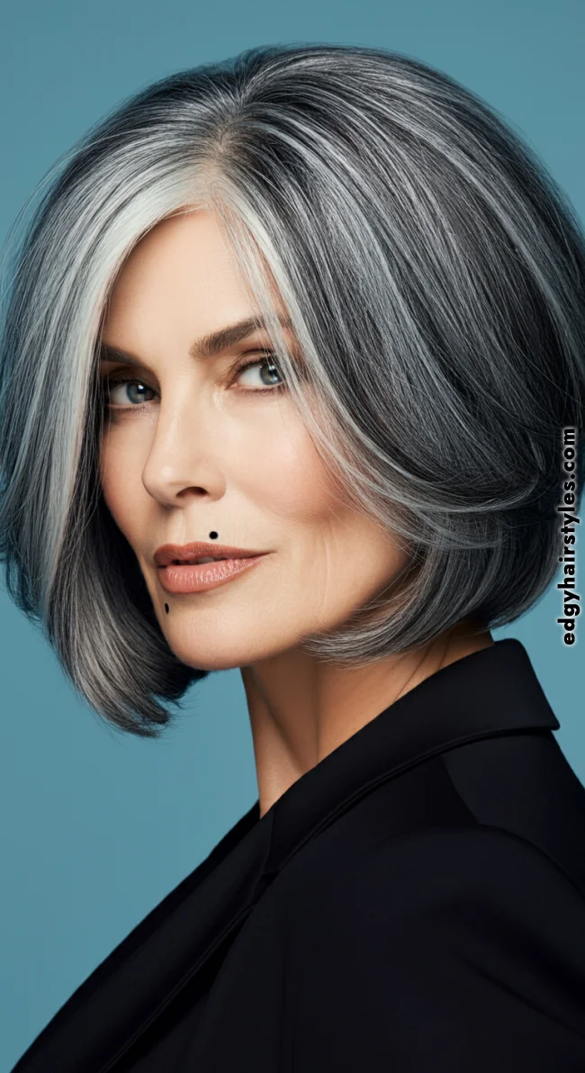 7. Layered Bob with Highlights | Layered Bob Hairstyles For Women Over 50 With Fine Hair