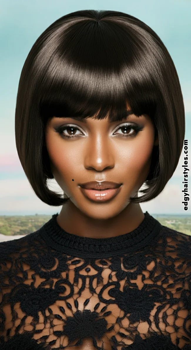 5. Short Bob with Bangs | 10 Hottest Short Hairstyles For Black Women