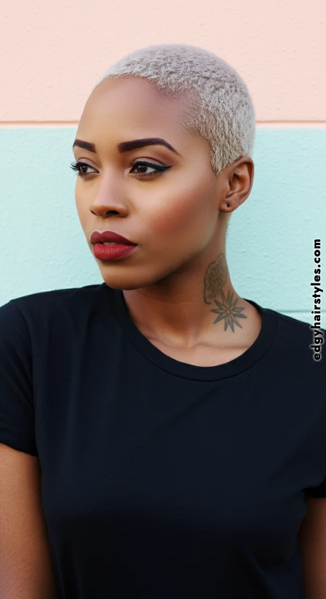 8. Buzz Cut with Hair Color | 10 Hottest Short Hairstyles For Black Women