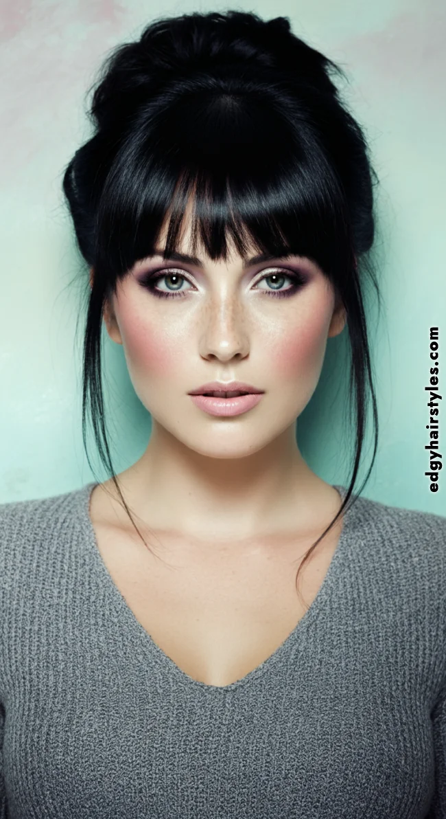 6. Half Bun with Bangs | Half Bun: Universally Loved As A Style Craze