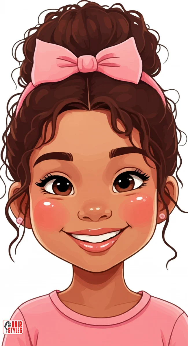 5. Messy Bun with a Bow | 9 Cute And Easy Kids Hairstyles For Girls