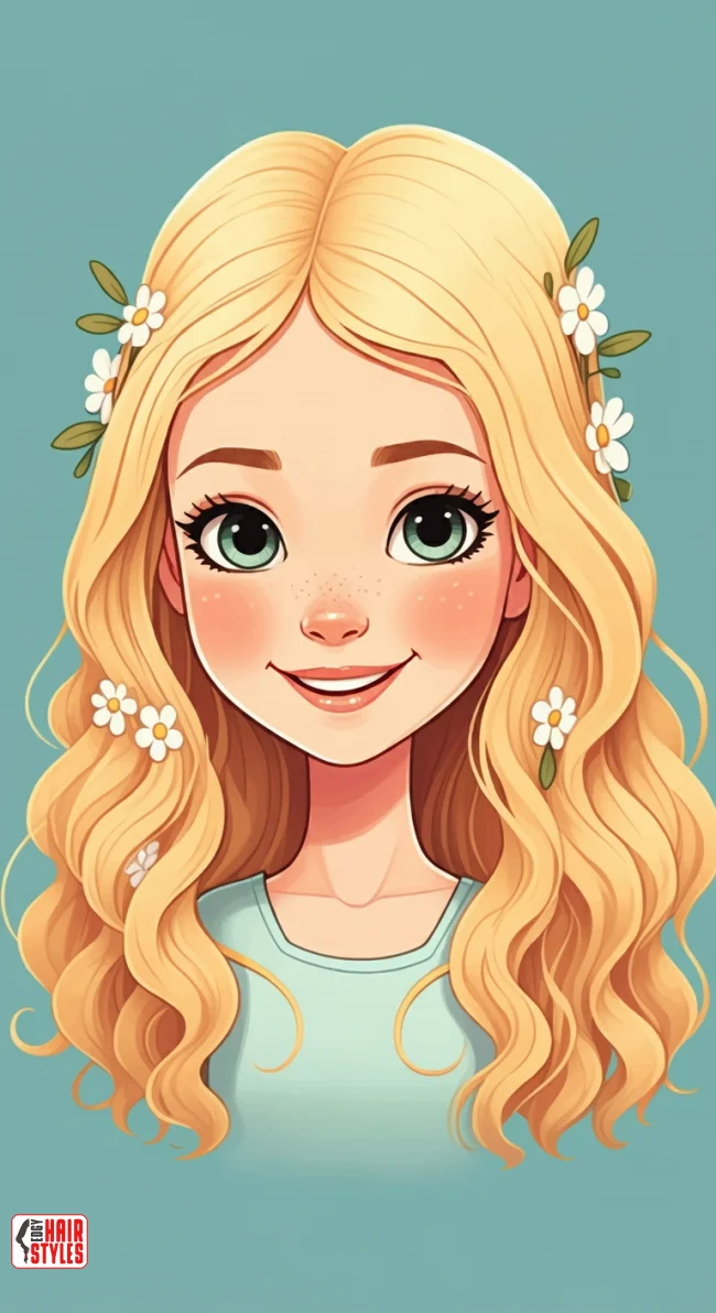 9. Floral-Accented Loose Waves | 9 Cute And Easy Kids Hairstyles For Girls