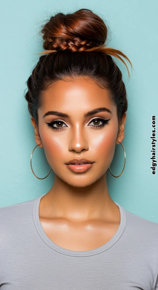 4. Braided Messy Bun | Perfect Messy Bun Ideas In A Short Time - Hairstyle Trick