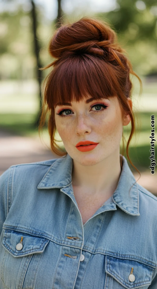 10. Messy Bun with Bangs | Perfect Messy Bun Ideas In A Short Time - Hairstyle Trick