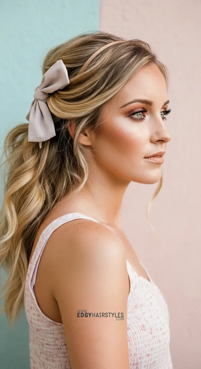 8. Half-Up, Half-Down Bow | 10 Trendy Hairstyles To Try This Season
