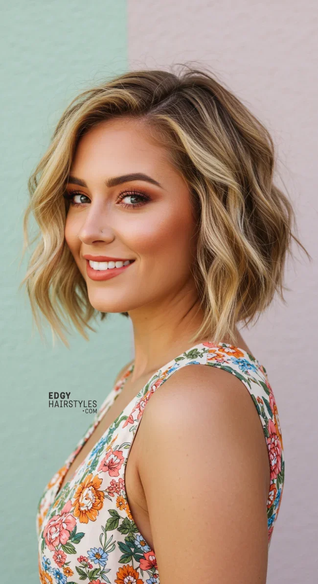 4. Wavy Bob with Highlights | 10 Stylish Bob Haircuts For Women With Oval Faces