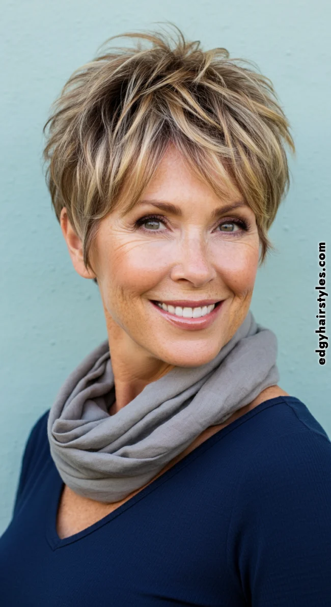 2. Textured Pixie with Layers | Pixie Hairstyles For Women Over 50: Timeless And Trendy Styles