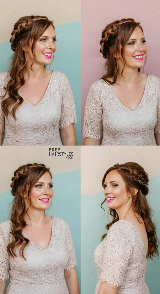 7. Loose Braided Crown | 10 Gorgeous Mother Of The Bride Hairstyles For A Special Day