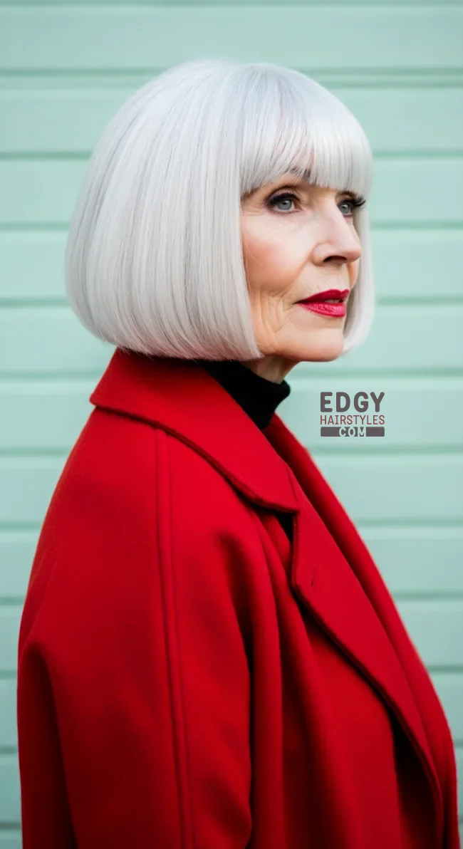 8. Blunt Bob with Bangs | 10 Trendy Hairstyles For Older Women To Spice Up Their Look