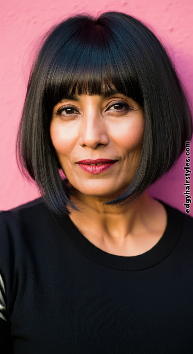 5. Asymmetrical Fringe Bob | Over 50: Fringe Layered Bob For Fine Hair