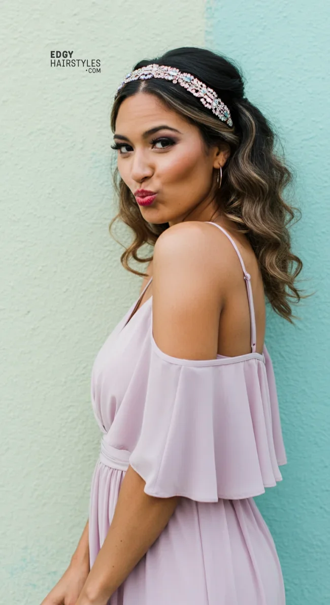 6. Textured Waves with Hair Accessories | Top 8 Bridesmaid Hairstyles For Every Hair Type