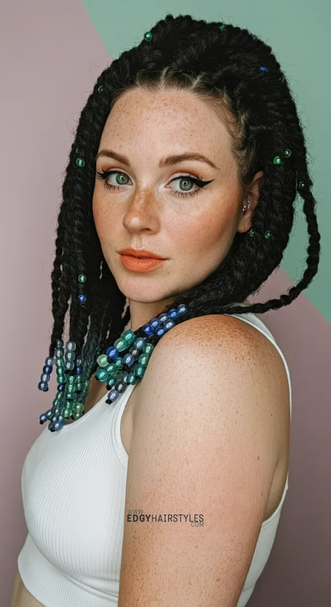 8. Twists With Ombre Beads | 10 Enchanting Braids With Beads Hairstyles