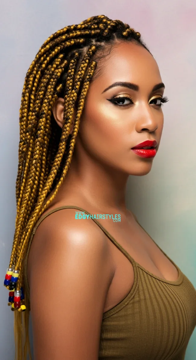 4. Lemonade Braids With Colorful Beads | 10 Enchanting Braids With Beads Hairstyles
