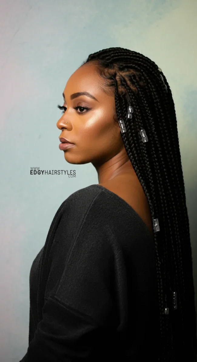 6. Ghana Braids With Clear Beads | 10 Enchanting Braids With Beads Hairstyles