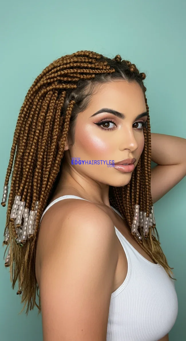 5. Micro Braids With Tiny Glass Beads | 10 Enchanting Braids With Beads Hairstyles